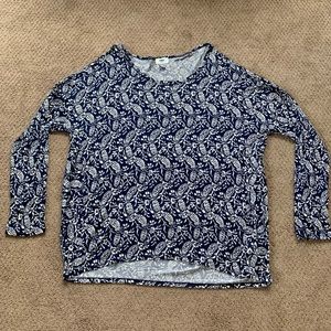 Womens Navy & White Patterned Long Sleeve Shirt